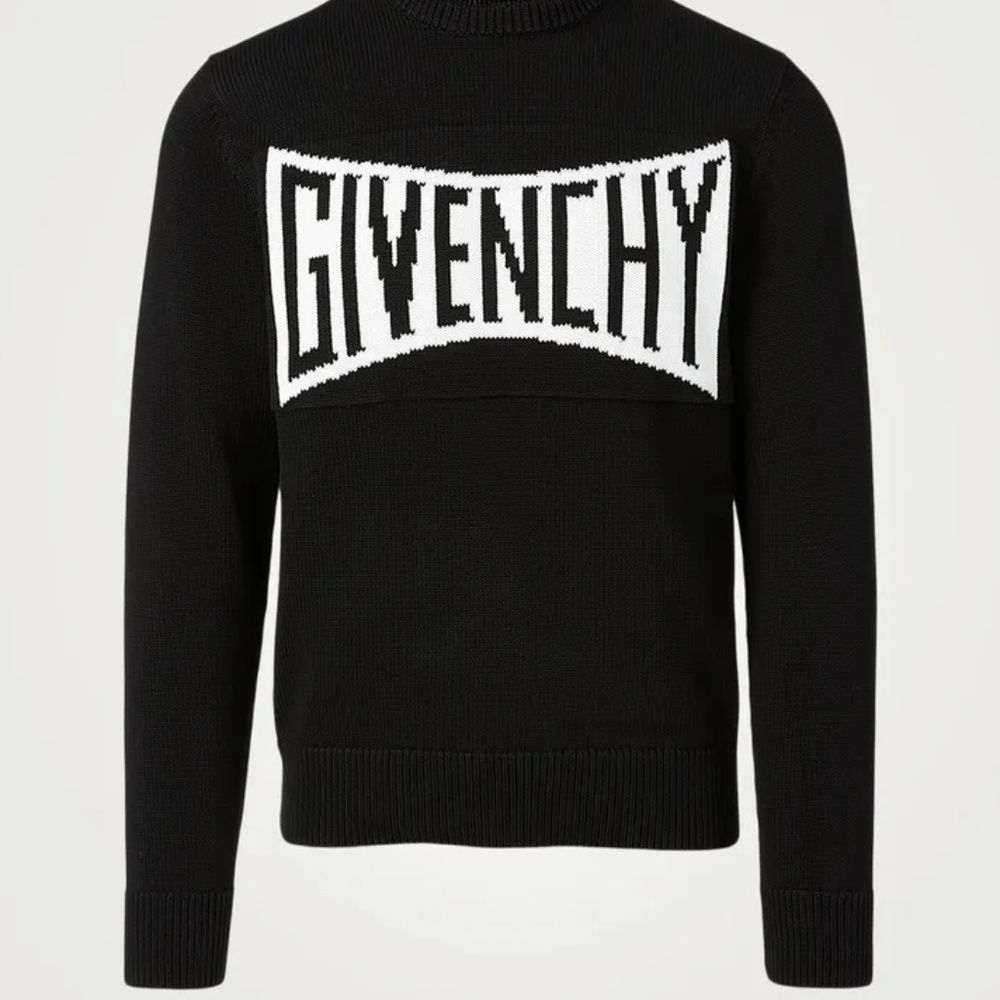 New Givenchy Cotton Logo Sweater (Black and White)